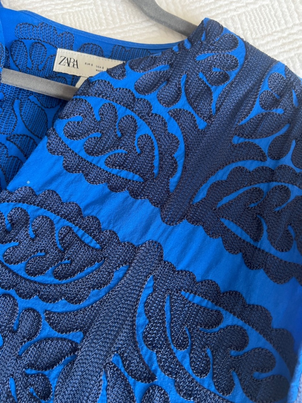 Zara Blue and Black Embroideted Dress - Picture 4 of 7